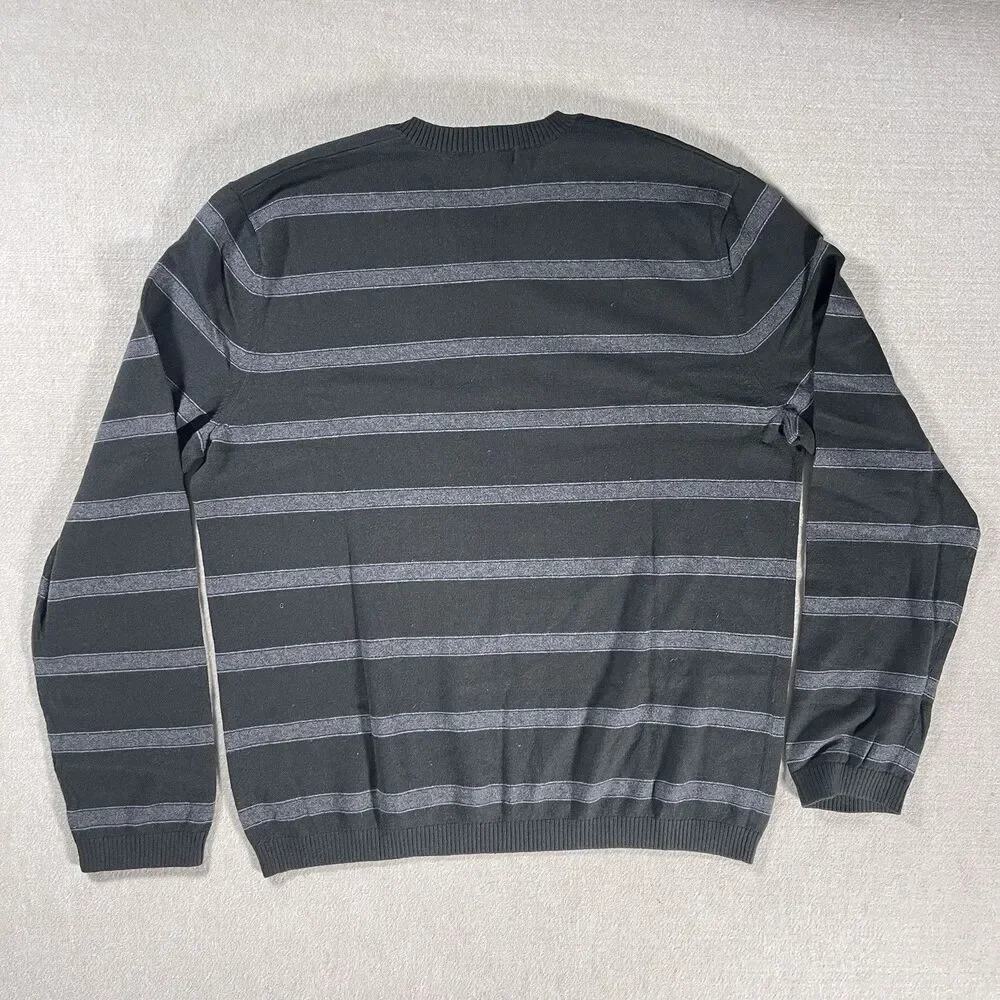Banana Republic Cotton Cashmere Sweater Mens Large Blue Gray Striped